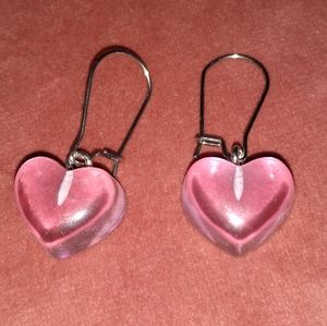 Lavender Purple Heart Candy 80s Retro Handmade Earrings Hearts Stainless Steel